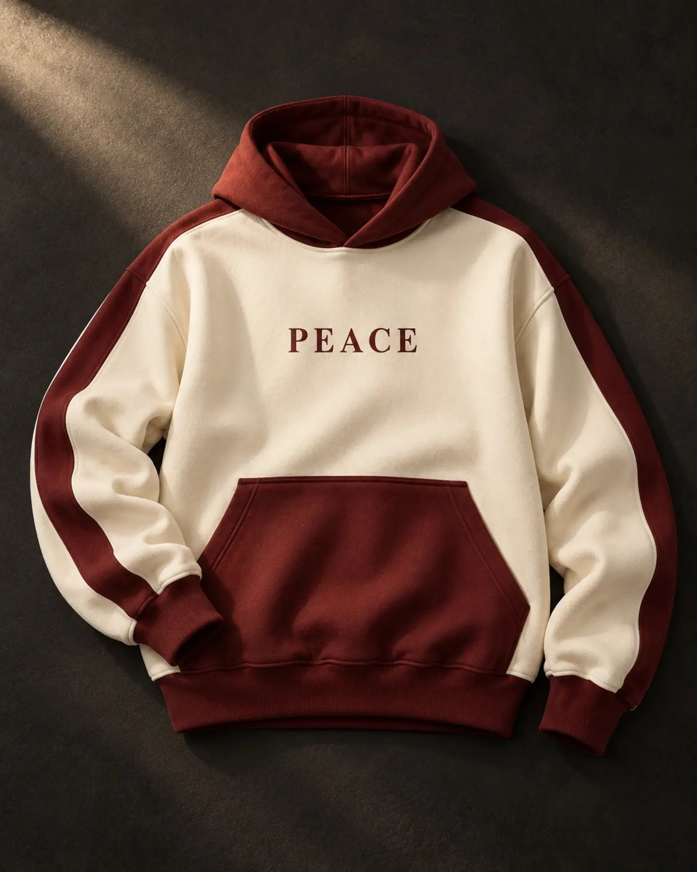 Peace Hoodie editorial flat lay